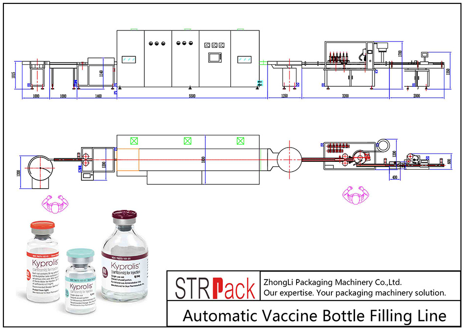 linha de enchimento automática de frascos para vacinas