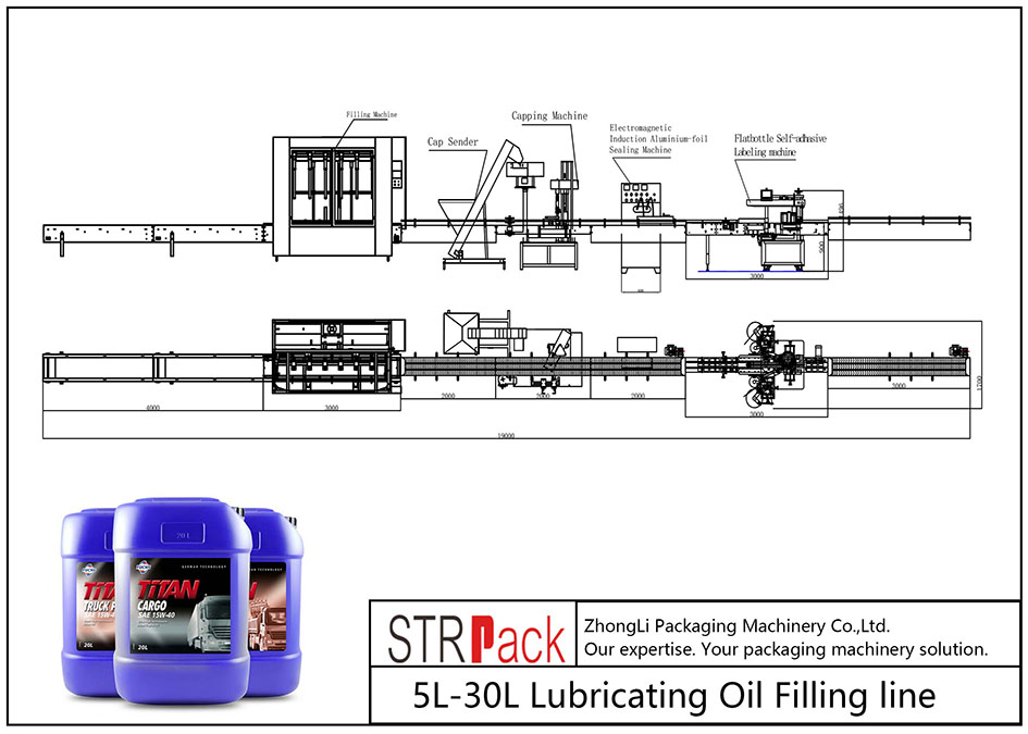 linha de enchimento automática de óleo lubrificante 5l-30l