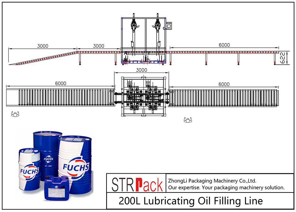 linha de enchimento automática de óleo lubrificante 200l