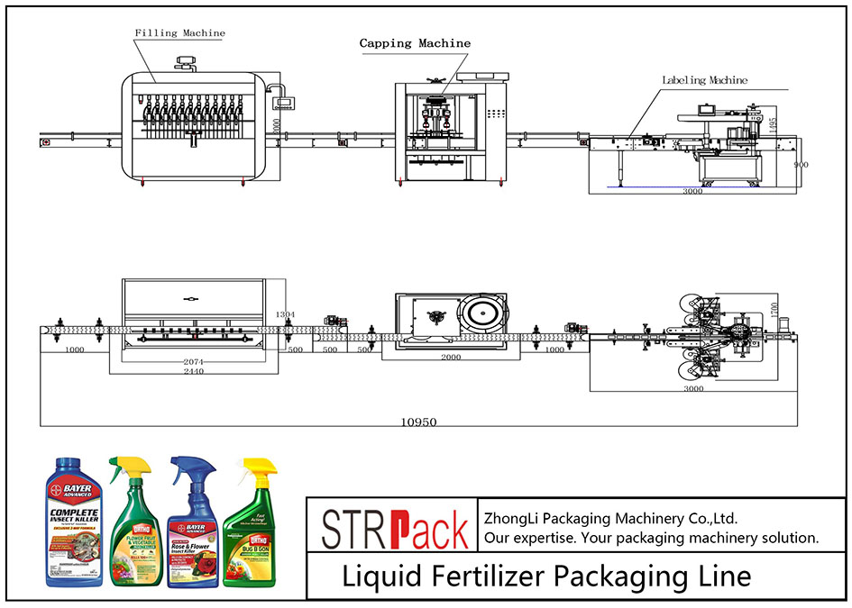 linha de embalagem automática de fertilizante líquido