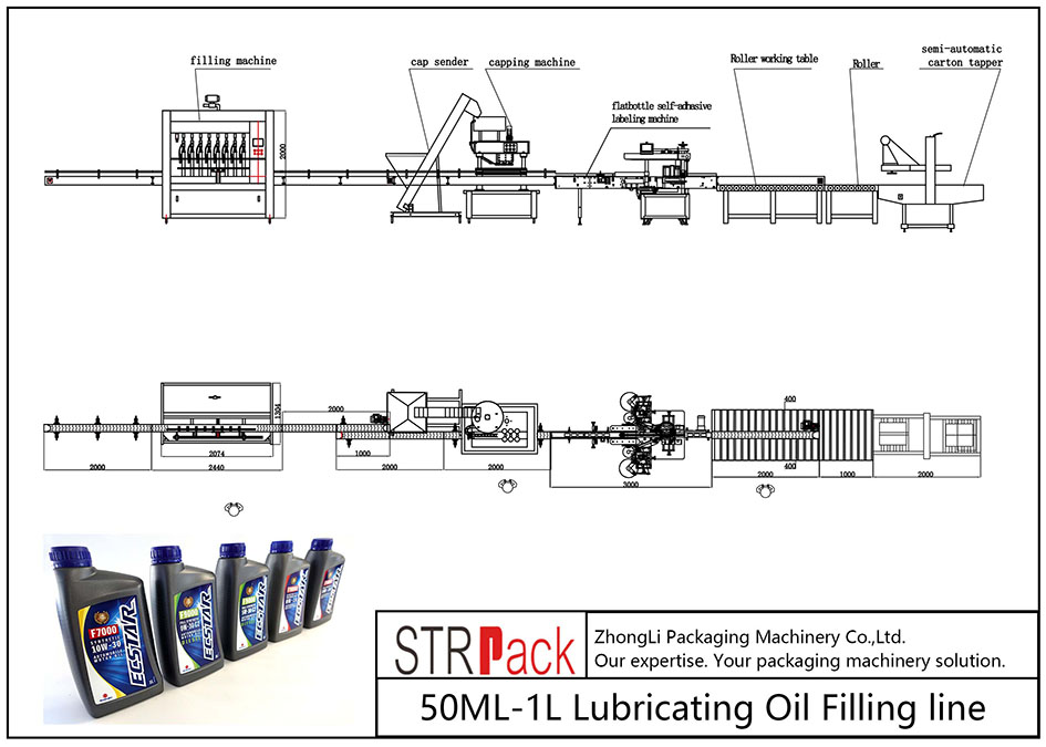 linha de enchimento automática de óleo lubrificante 50ml-1l